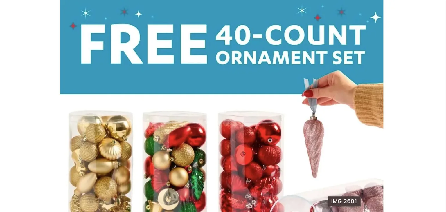 Free 40-Count Ornament Set At At Home With $30 Purchase – Today Only!